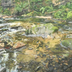 Rivière à l'ombre de la falaise
