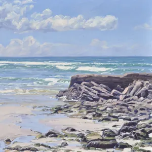 Plage à marée basse, lumière du matin