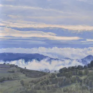 Les Roches de Mariol dans la brume, lumière du matin
