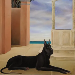 Great Dane at the well