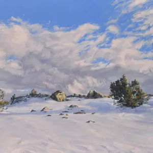 Mount Mézenc in snow, evening clouds