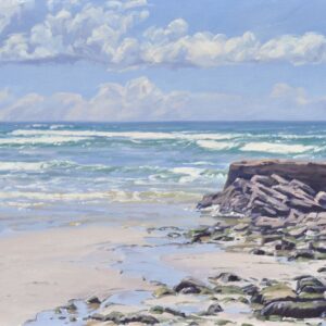 Plage à marée basse, lumière du matin