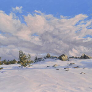 Mount Mézenc in snow, evening clouds